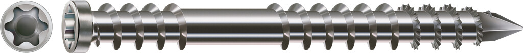 SPAX decking screw with cylindrical head  6 x 50  fixing thread, T-STAR plus T25, CUT-Point, Stainless Steel A2